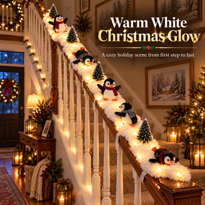 Jollvia™ Playful Penguin Snowy Stair Railing Decor