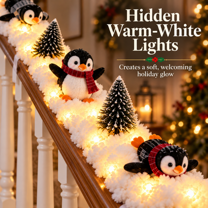 Jollvia™ Playful Penguin Snowy Stair Railing Decor