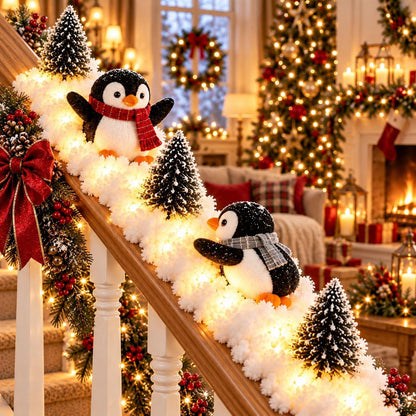 Jollvia™ Playful Penguin Snowy Stair Railing Decor