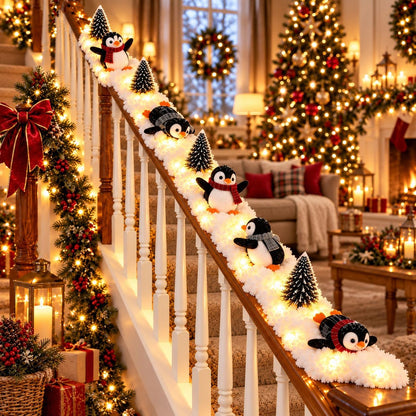 Jollvia™ Playful Penguin Snowy Stair Railing Decor