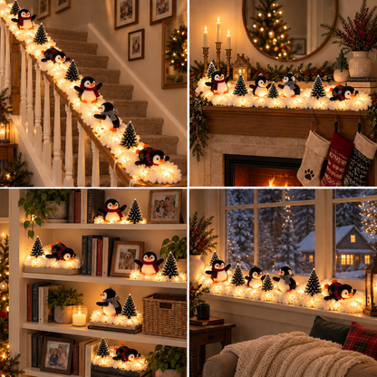 Jollvia™ Playful Penguin Snowy Stair Railing Decor