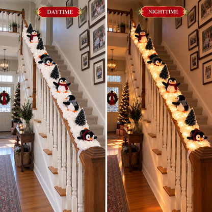 Jollvia™ Playful Penguin Snowy Stair Railing Decor