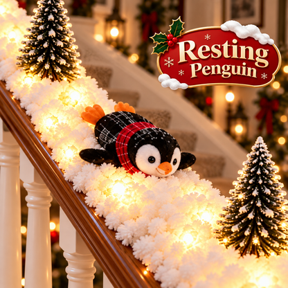 Jollvia™ Playful Penguin Snowy Stair Railing Decor